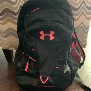 Pink and black Storm Under Armour backpack